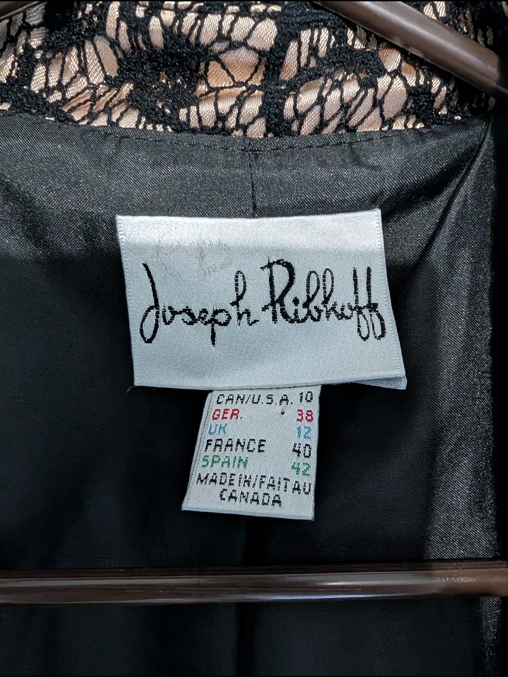 Joseph Ribkoff Black Lace Overlay with Gold Underlayer - Picture 3 of 4